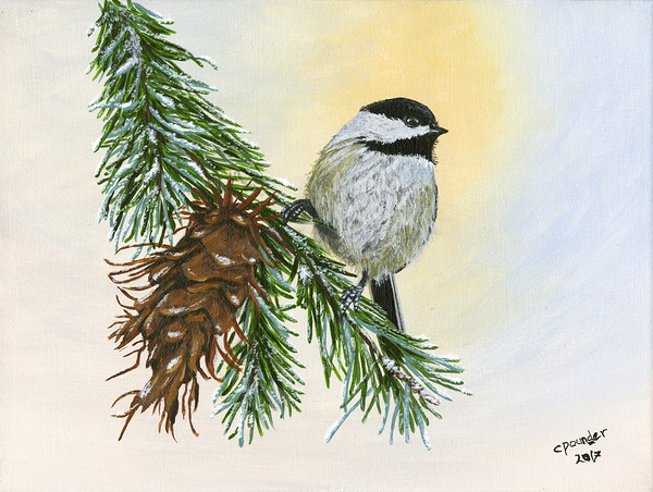 Christmas Chikadee by Carol Pounder Art