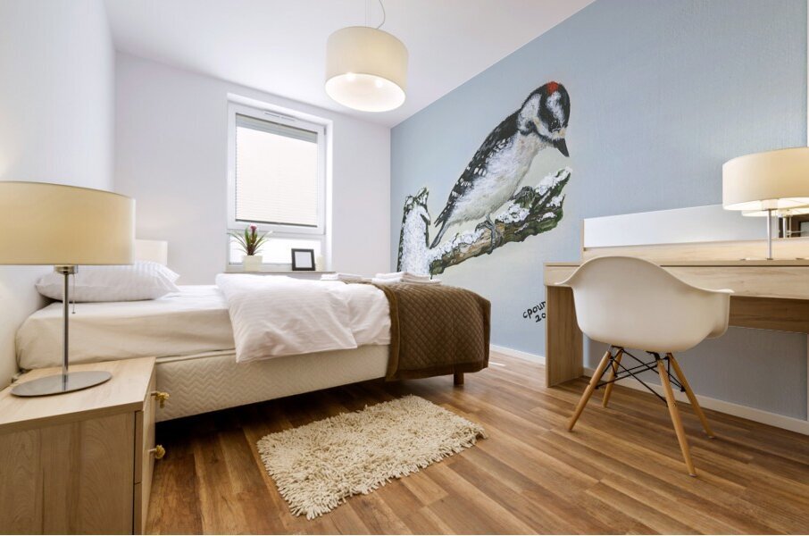 Downy Woodpecker Mural print