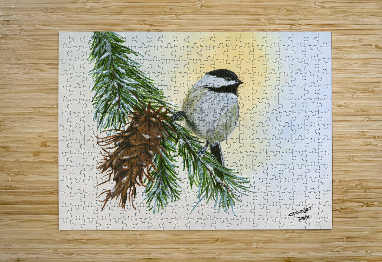 Christmas Chikadee Carol Pounder Art Puzzle printing