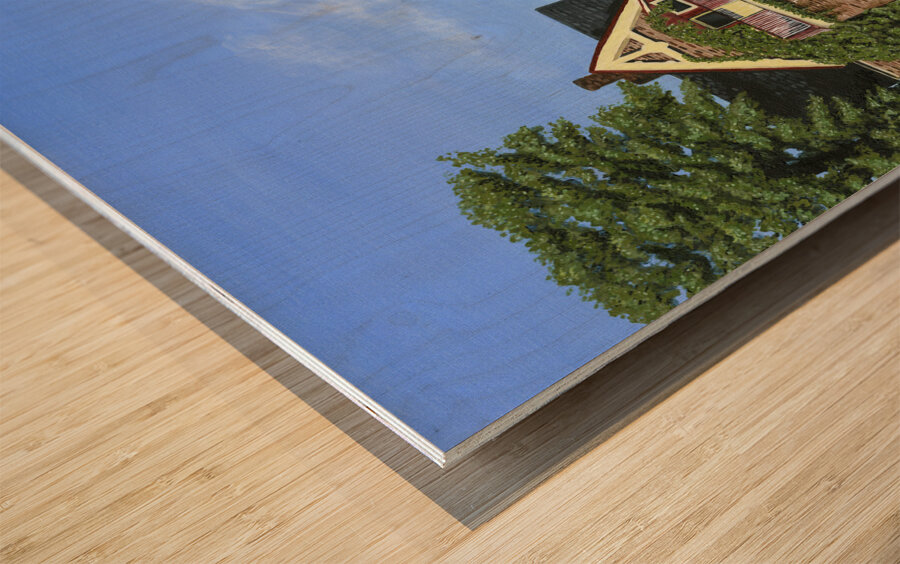 Train Station Inn Wood print